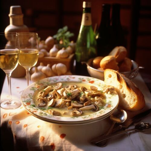 noix saint Jacques sauce vin blanc et champignons